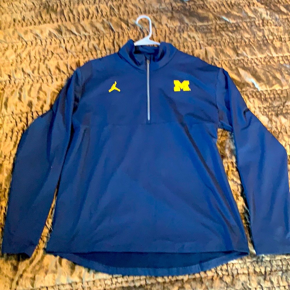 Jordan Michigan blue quarter zip sweater pullover sz L